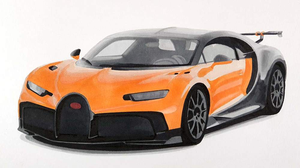 How to Draw a Simple Bugatti | Bugatti Chiron Pur Sport Drawing Tutorial